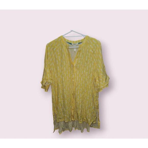 Matilda Jane Top Blouse Women's Size Medium Yellow Spring Bell Sleeves - Picture 2 of 12